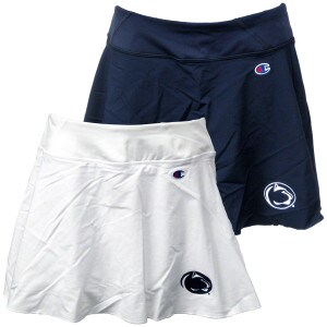 women's navy and white skorts with screened Penn State Athletic Logo on lower left sides